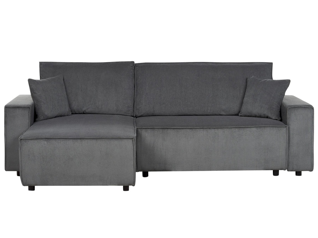 Corner Sofa Bed ABACKA Corduroy Graphite Grey 3 Seater Right Hand