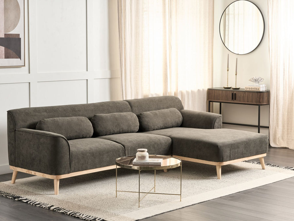 Corner Sofa SIMOS Corduroy Dark Green 3 Seater Left Hand