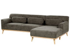 Corner Sofa SIMOS Corduroy Dark Green 3 Seater Left Hand