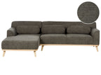 Corner Sofa SIMOS Corduroy Dark Green 3 Seater Right Hand