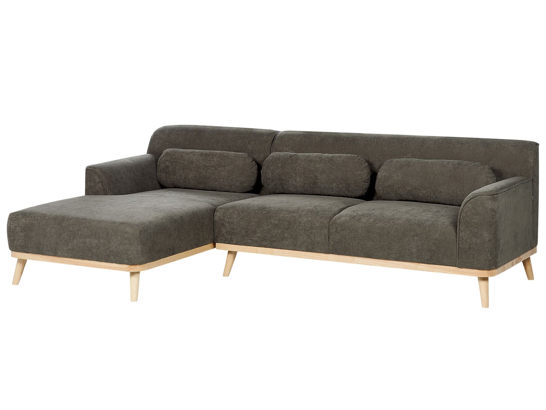 Corner Sofa SIMOS Corduroy Dark Green 3 Seater Right Hand