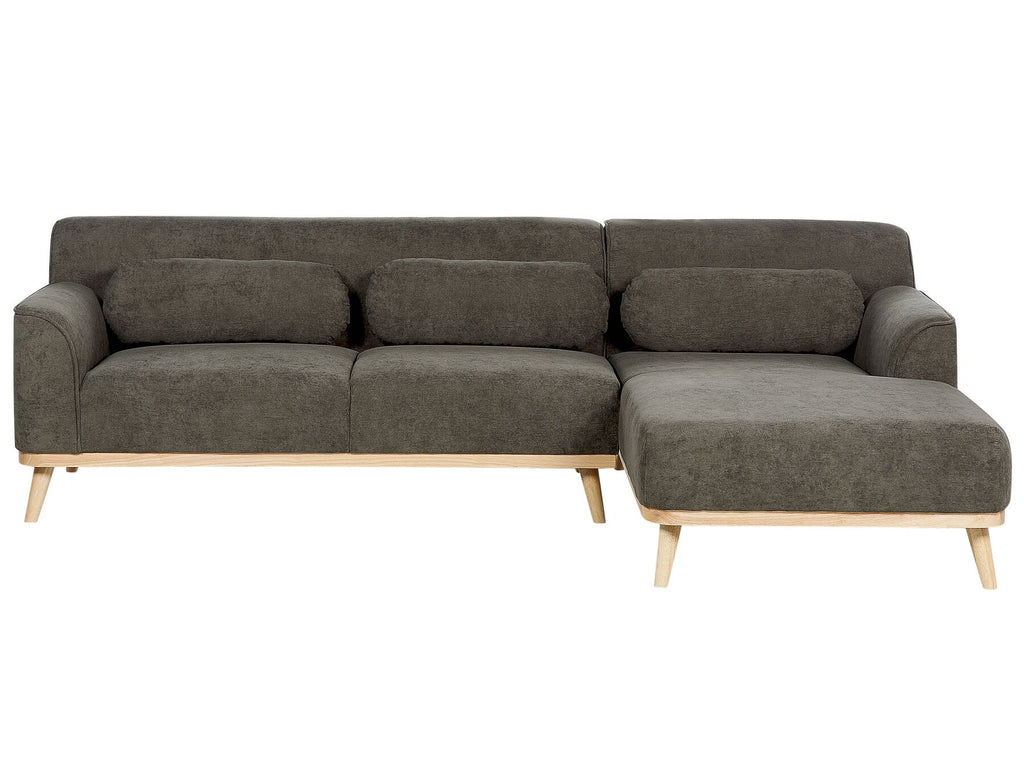 Corner Sofa SIMOS Corduroy Dark Green 3 Seater Left Hand