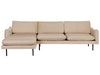 Corner Sofa Velvet Beige 4 Seater Right Hand