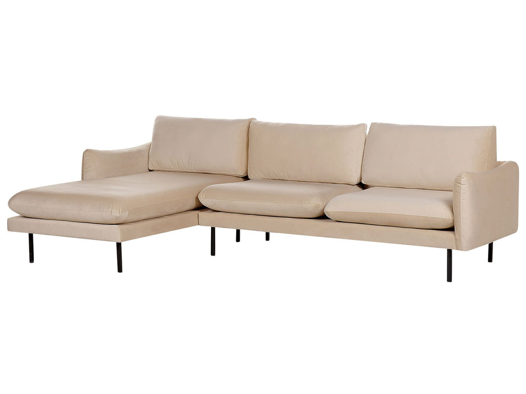 Corner Sofa VINTERBRO Velvet Beige 4 Seater Right Hand