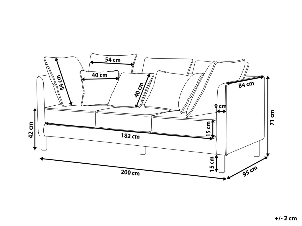 3 Seater Fabric Sofa Grey FENSTAD