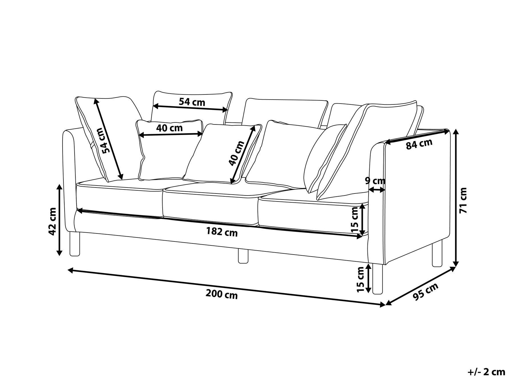 3 Seater Fabric Sofa Grey FENSTAD