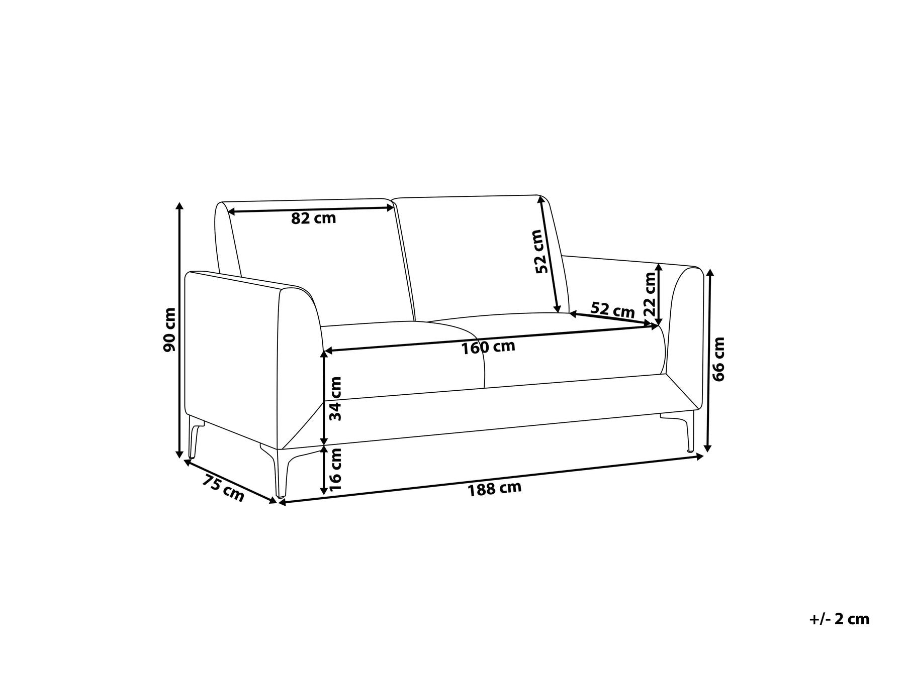 3 Seater Fabric Sofa Beige FENES