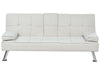 Sofa Bed Fabric Light Beige 3 Seater