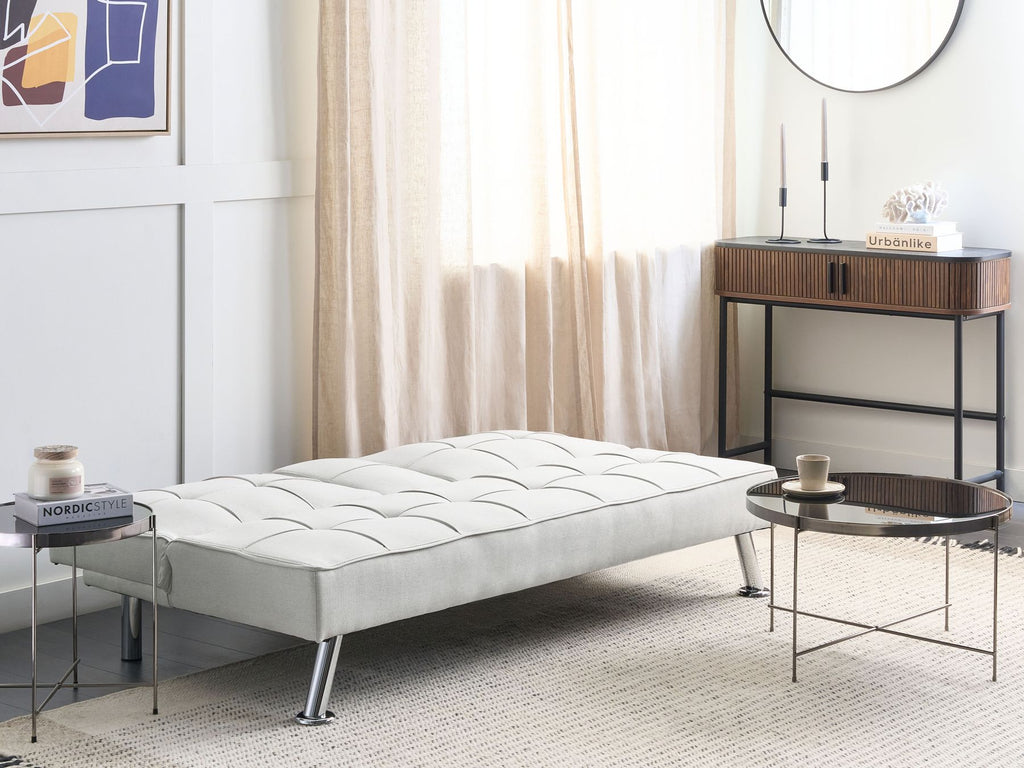 Sofa Bed ROXEN Fabric Light Beige 3 Seater