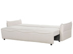 Sofa Bed KRAMA Fabric Off-White with Storage 3 Seater