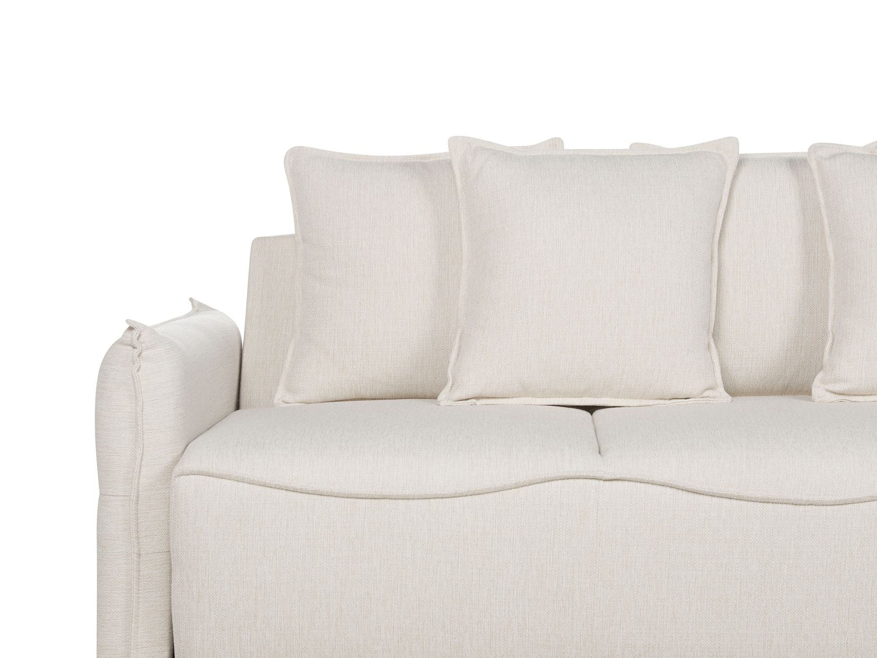 Sofa Bed KRAMA Fabric Off-White with Storage 3 Seater