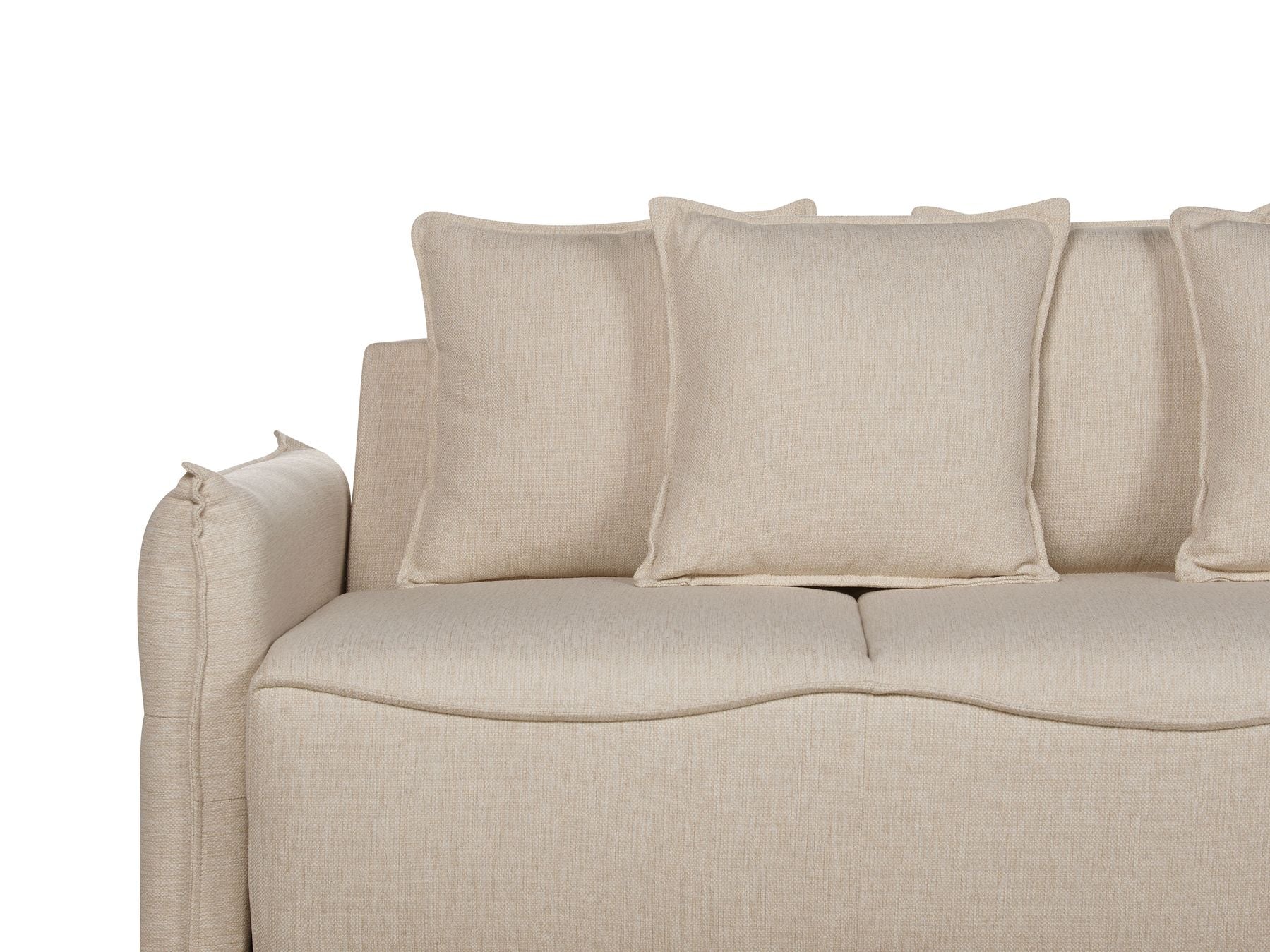 Sofa Bed KRAMA Fabric Beige with Storage 3 Seater
