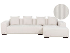 Corner Sofa LUNGO Corduroy Off-White 4 Seater Left Hand