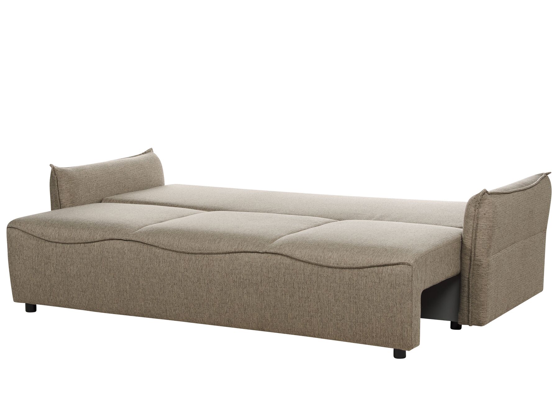 Sofa Bed KRAMA Fabric Brown with Storage 3 Seater