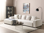 Corner Sofa LUNGO Corduroy Off-White 4 Seater Right Hand