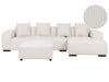 Corner Sofa Corduroy Off-White with Ottoman 4 Seater Left Hand