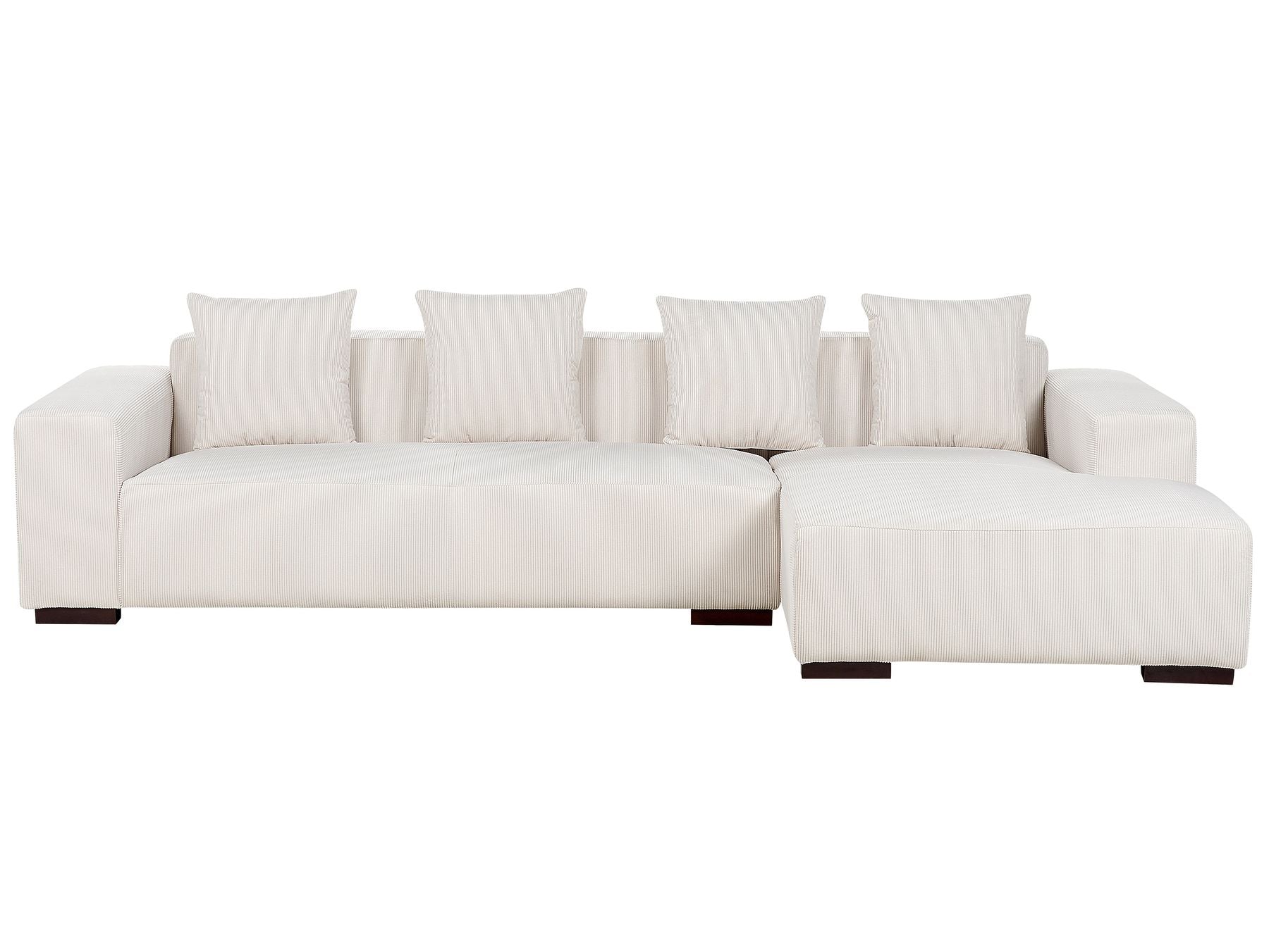 Corner Sofa LUNGO Corduroy Off-White with Ottoman 4 Seater Left Hand