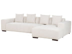 Corner Sofa LUNGO Corduroy Off-White with Ottoman 4 Seater Left Hand