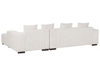Corner Sofa LUNGO Corduroy Off-White with Ottoman 4 Seater Left Hand