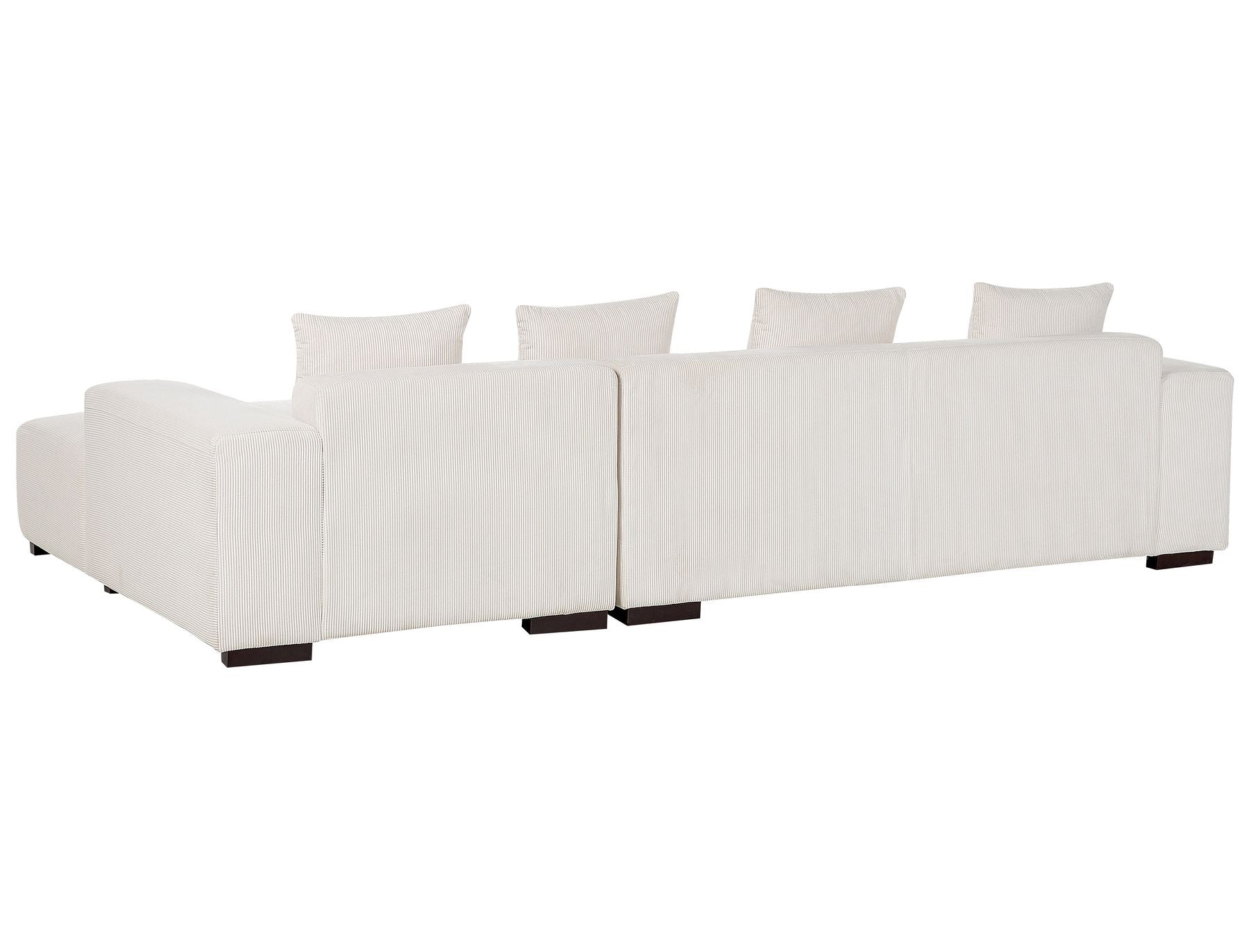 Corner Sofa LUNGO Corduroy Off-White with Ottoman 4 Seater Left Hand