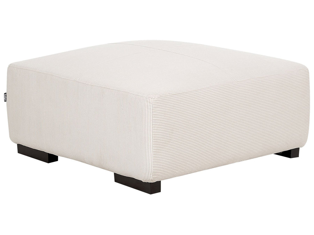Corner Sofa LUNGO Corduroy Off-White with Ottoman 4 Seater Left Hand