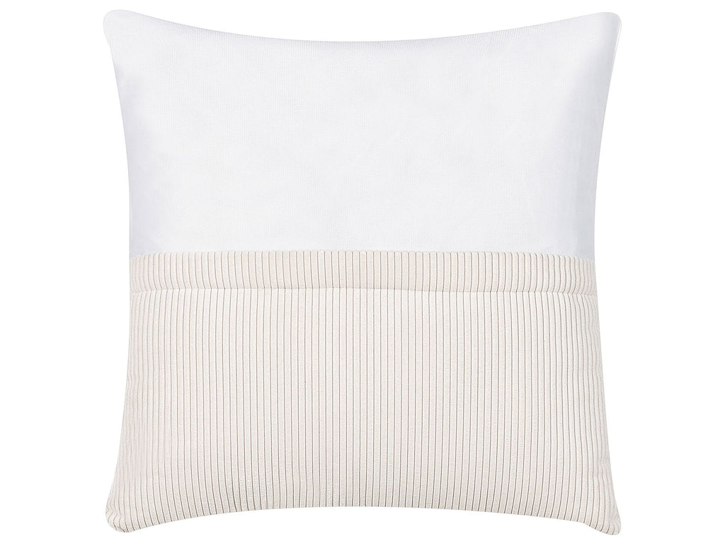 Corner Sofa LUNGO Corduroy Off-White with Ottoman 4 Seater Left Hand