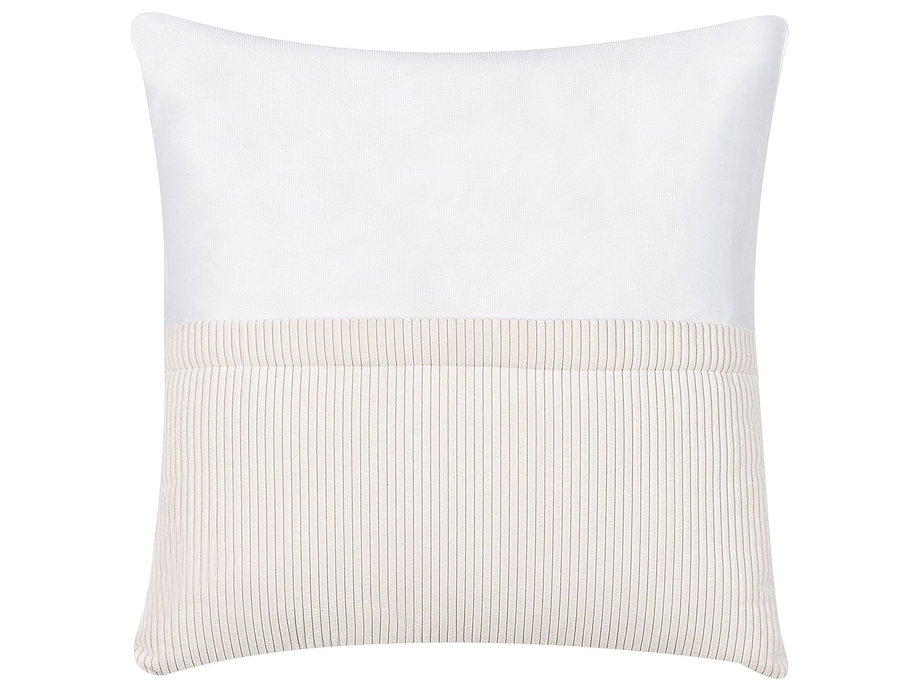 Corner Sofa LUNGO Corduroy Off-White with Ottoman 4 Seater Left Hand