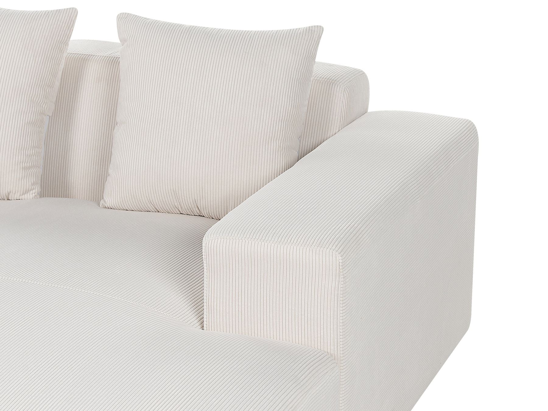 Corner Sofa LUNGO Corduroy Off-White with Ottoman 4 Seater Left Hand