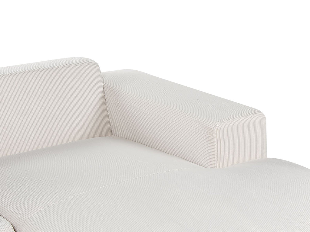 Corner Sofa LUNGO Corduroy Off-White with Ottoman 4 Seater Left Hand
