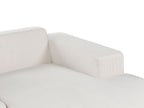 Corner Sofa LUNGO Corduroy Off-White with Ottoman 4 Seater Left Hand