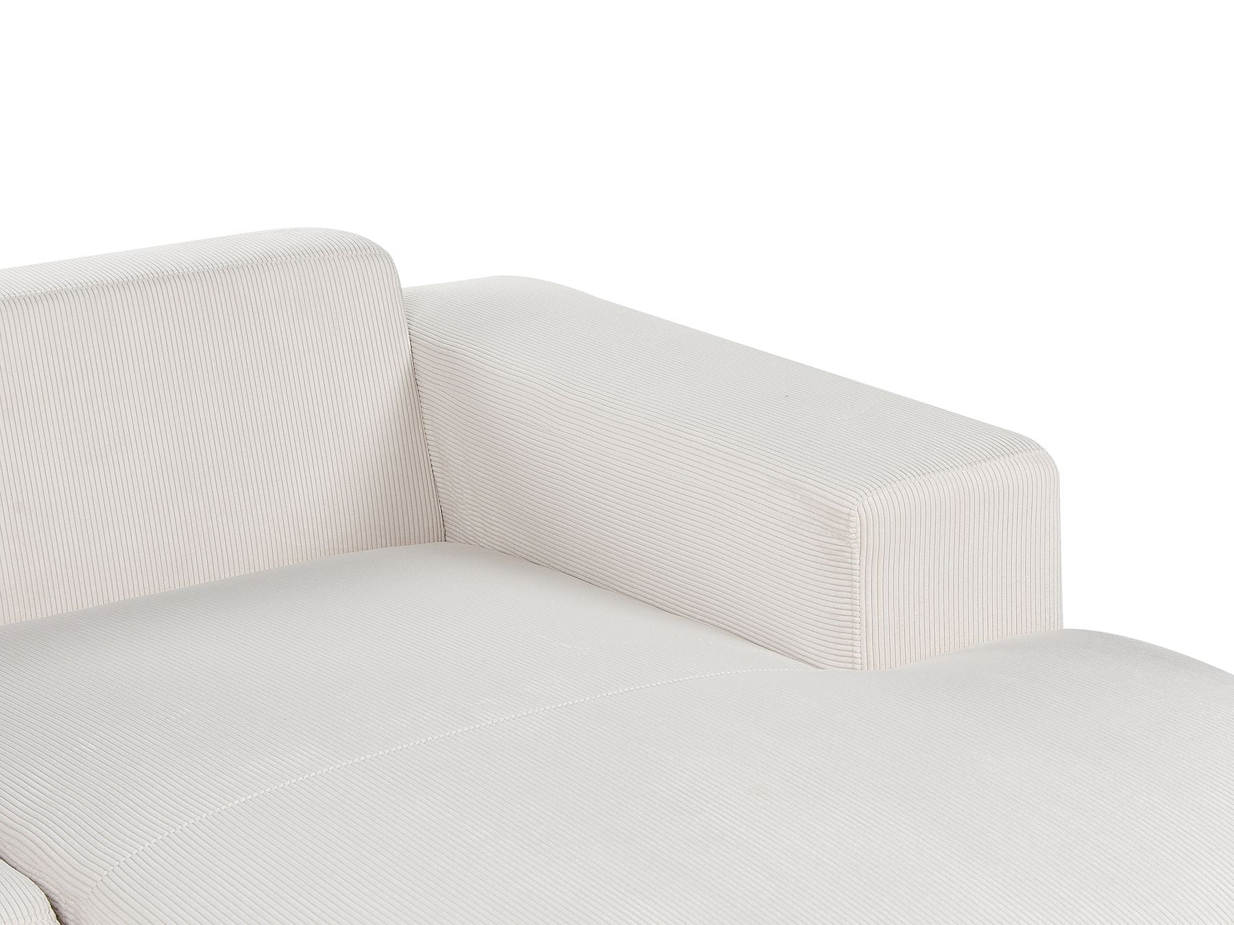 Corner Sofa LUNGO Corduroy Off-White with Ottoman 4 Seater Left Hand