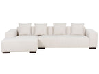 Corner Sofa LUNGO Corduroy Off-White with Ottoman 4 Seater Right Hand