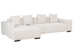 Corner Sofa LUNGO Corduroy Off-White with Ottoman 4 Seater Right Hand