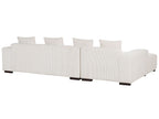 Corner Sofa LUNGO Corduroy Off-White with Ottoman 4 Seater Right Hand