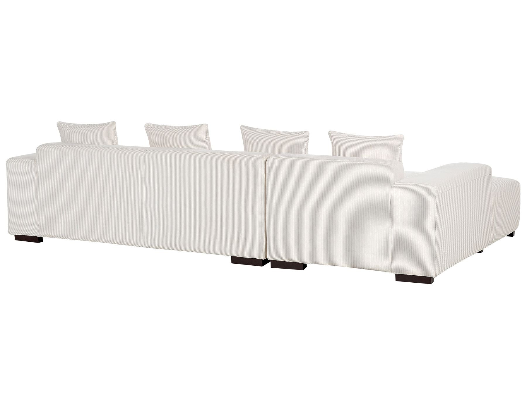 Corner Sofa LUNGO Corduroy Off-White with Ottoman 4 Seater Right Hand