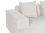 Corner Sofa LUNGO Corduroy Off-White with Ottoman 4 Seater Right Hand