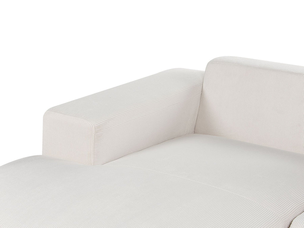 Corner Sofa LUNGO Corduroy Off-White with Ottoman 4 Seater Right Hand