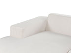 Corner Sofa LUNGO Corduroy Off-White with Ottoman 4 Seater Right Hand