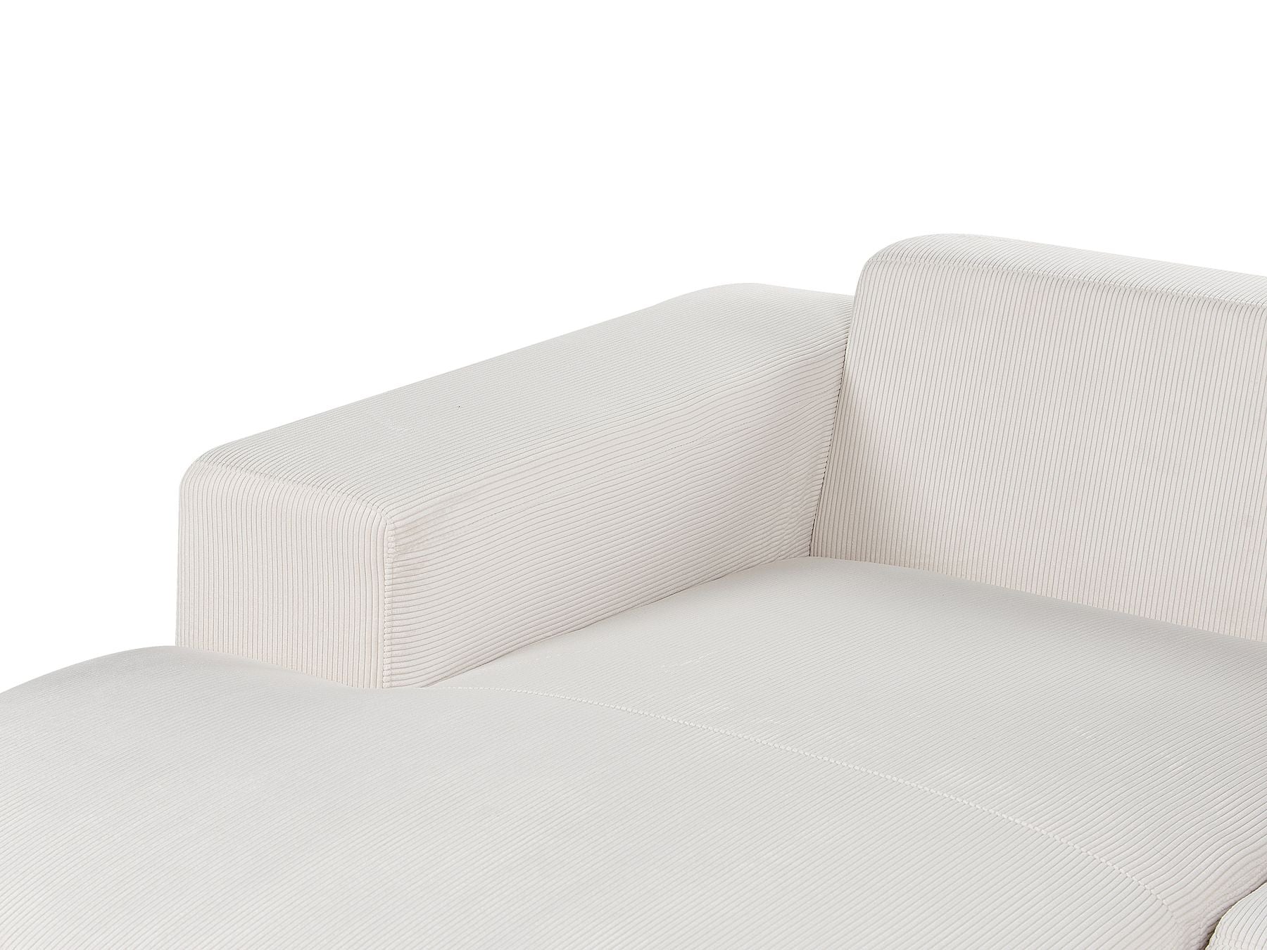 Corner Sofa LUNGO Corduroy Off-White with Ottoman 4 Seater Right Hand
