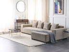 Corner Sofa LUNGO Corduroy Beige 4 Seater Left Hand