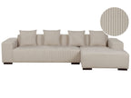 Corner Sofa LUNGO Corduroy Beige 4 Seater Left Hand