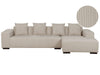 Corner Sofa Corduroy Beige 4 Seater Left Hand