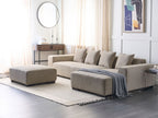 Corner Sofa LUNGO Corduroy Beige with Ottoman 4 Seater Left Hand