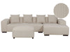 Corner Sofa Corduroy Beige with Ottoman 4 Seater Left Hand