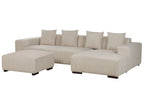 Corner Sofa LUNGO Corduroy Beige with Ottoman 4 Seater Left Hand