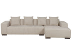 Corner Sofa LUNGO Corduroy Beige with Ottoman 4 Seater Left Hand