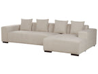 Corner Sofa LUNGO Corduroy Beige with Ottoman 4 Seater Left Hand