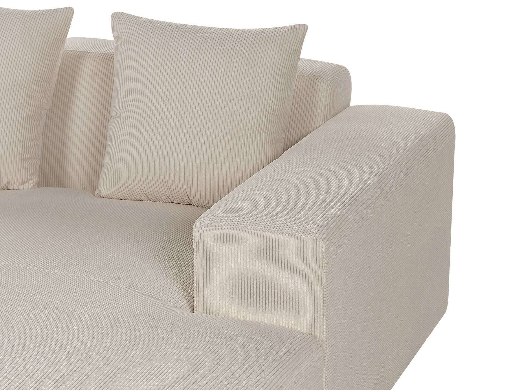 Corner Sofa LUNGO Corduroy Beige with Ottoman 4 Seater Left Hand