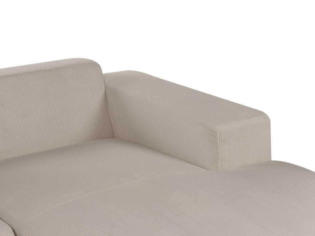 Corner Sofa LUNGO Corduroy Beige with Ottoman 4 Seater Left Hand