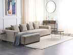 Corner Sofa LUNGO Corduroy Beige 4 Seater Right Hand